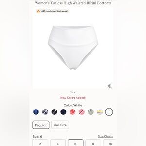 Women's Tugless High Waisted Bikini Bottoms Lands End NWT